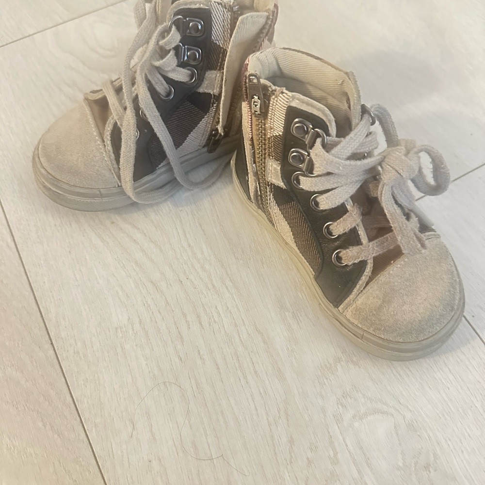 Burberry Black and Tan High-Top Sneakers
